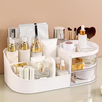 Multi-Functional Plastic Vanity Storage Box Organizer for Makeup, Toiletries Desk Essentials